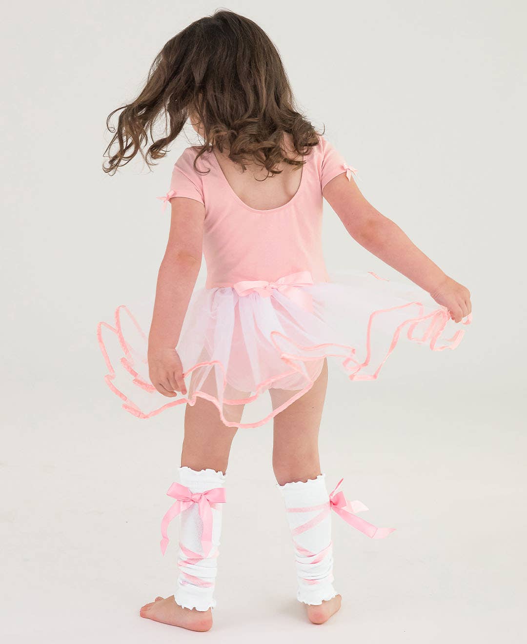 Girls White Ballet Bow Leg Warmers