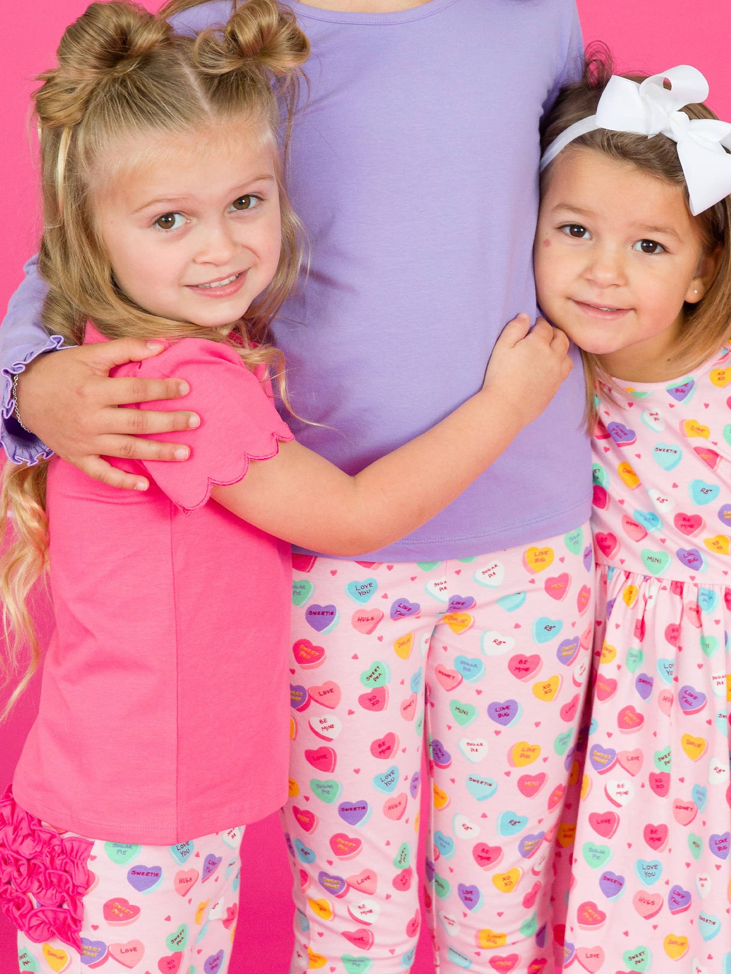 Girls Hot Pink Knit Short Sleeve Scallop Tee