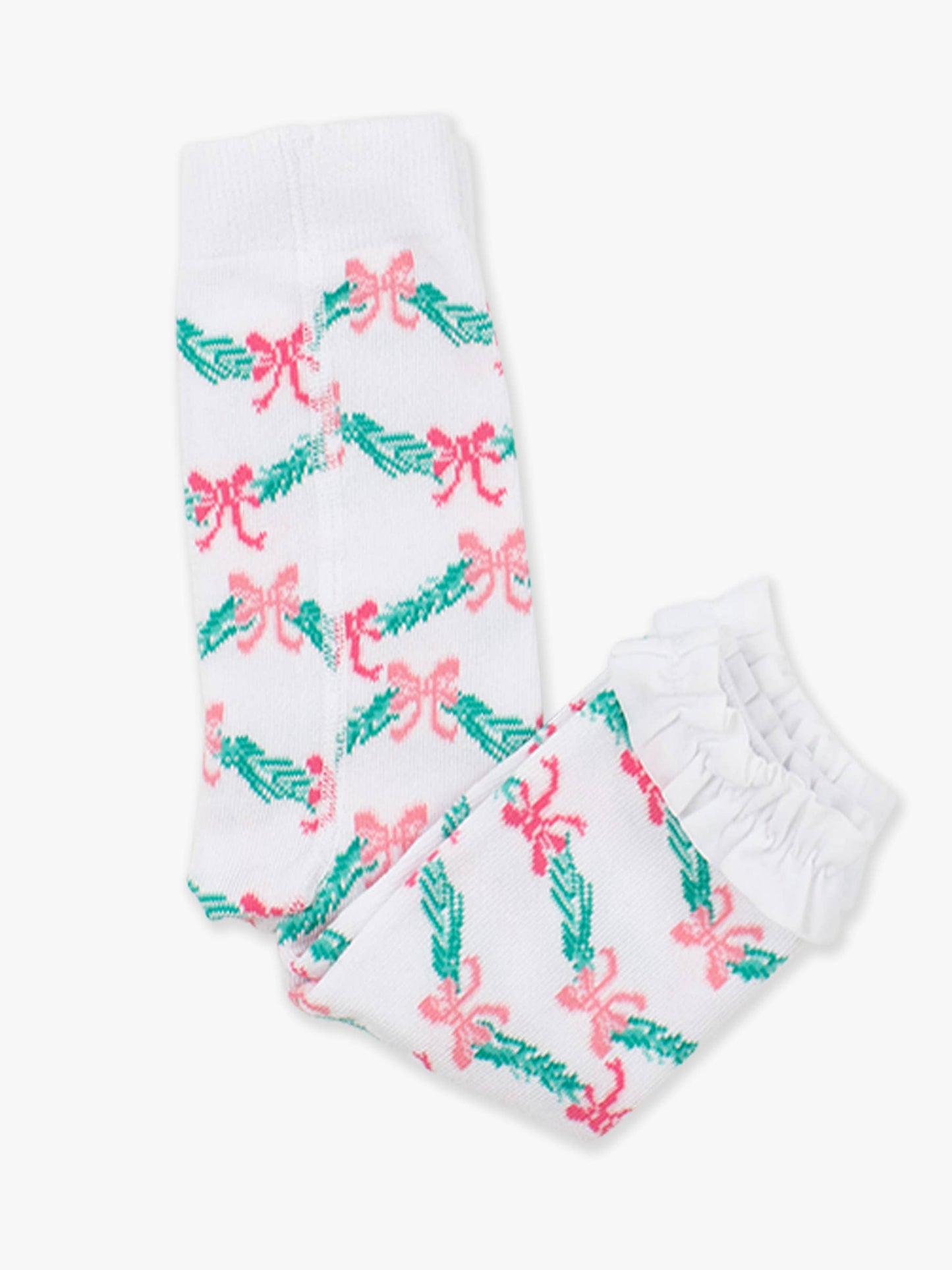 Girls White Tinsel Tidings Patterned Footless Ruffle Tights