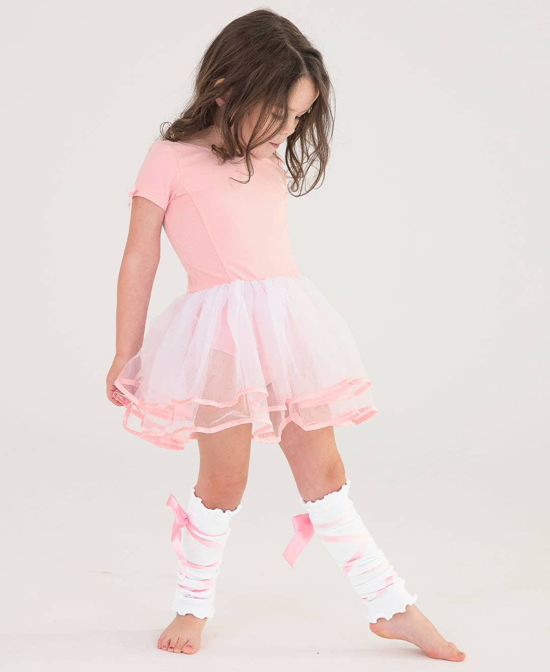 Girls White Ballet Bow Leg Warmers