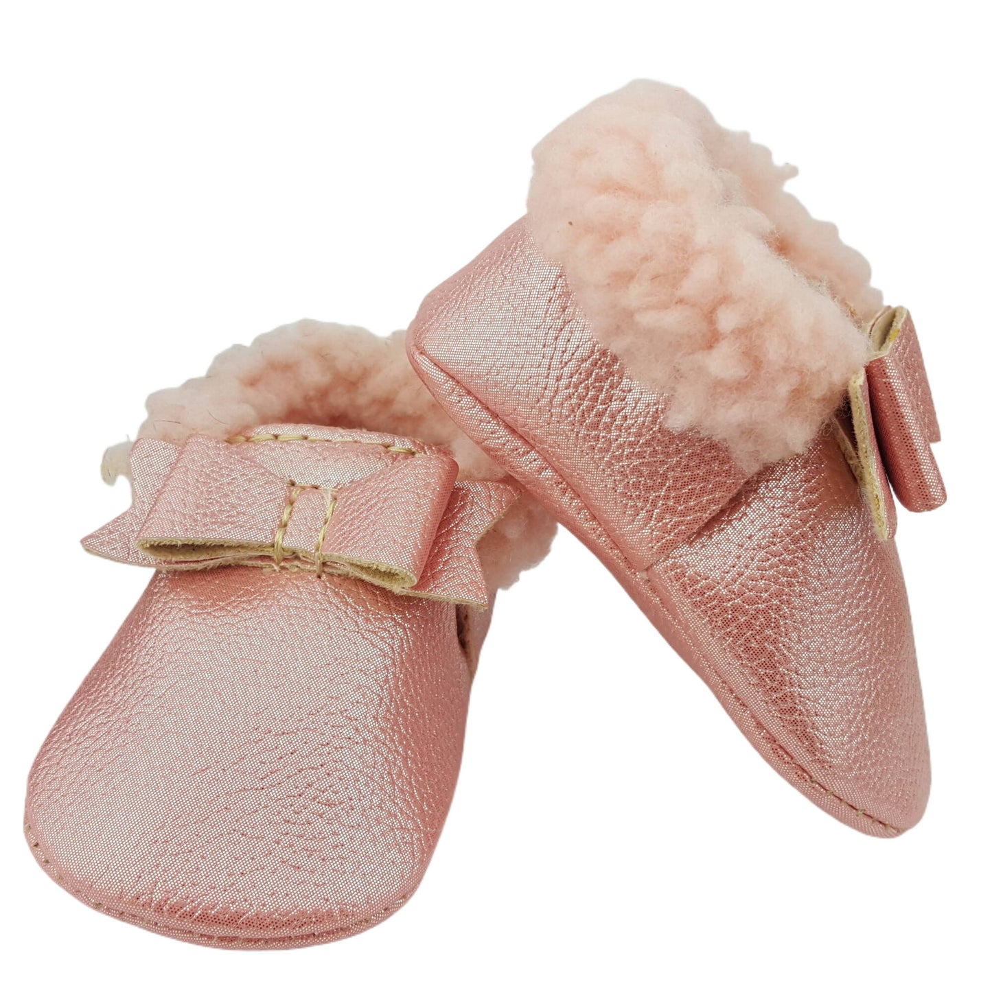 Metallic Bow Tie Baby Moccasins