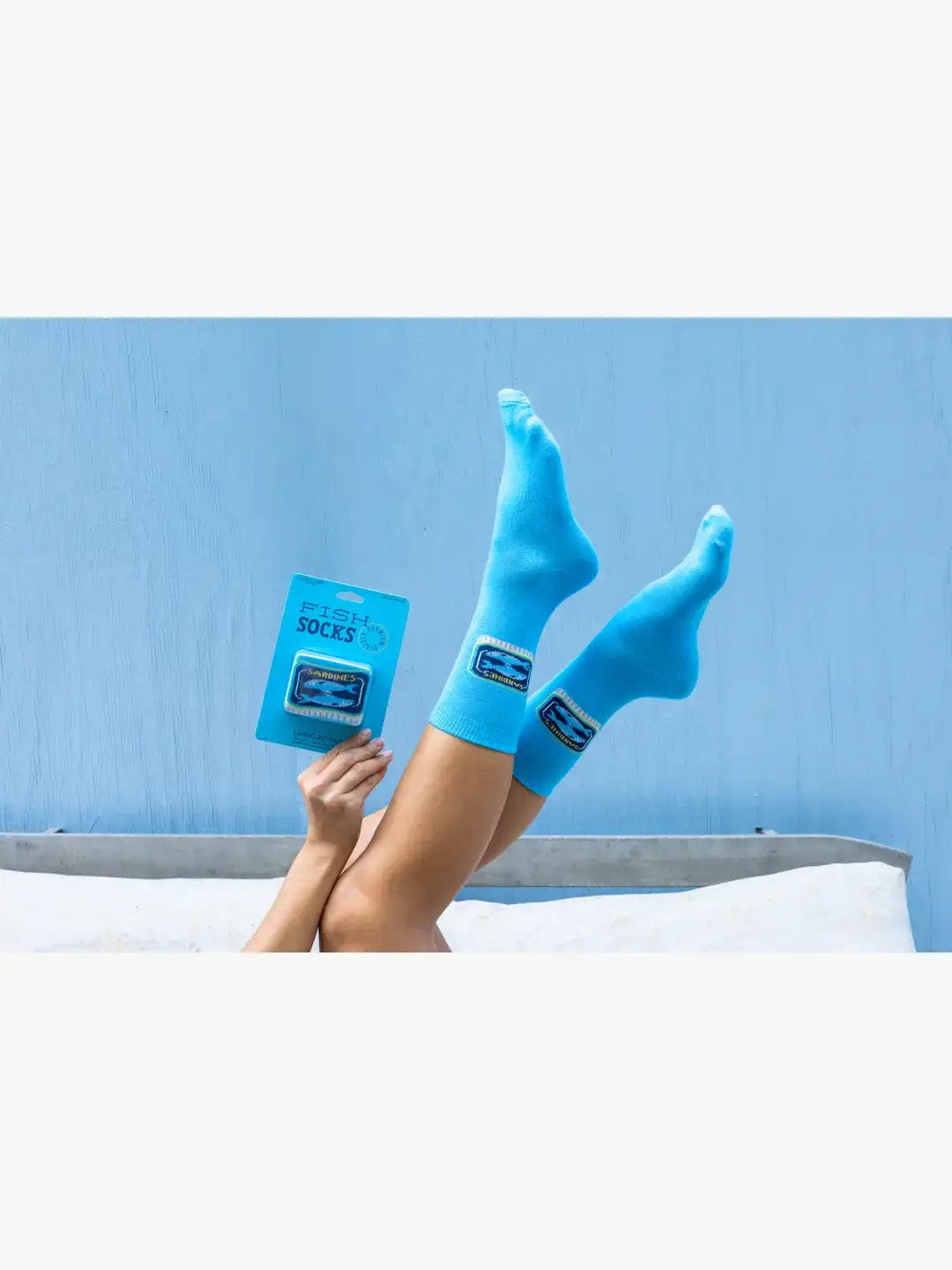 3D Packaged Crew Socks - Canned Fish - "Sardines" - Blue