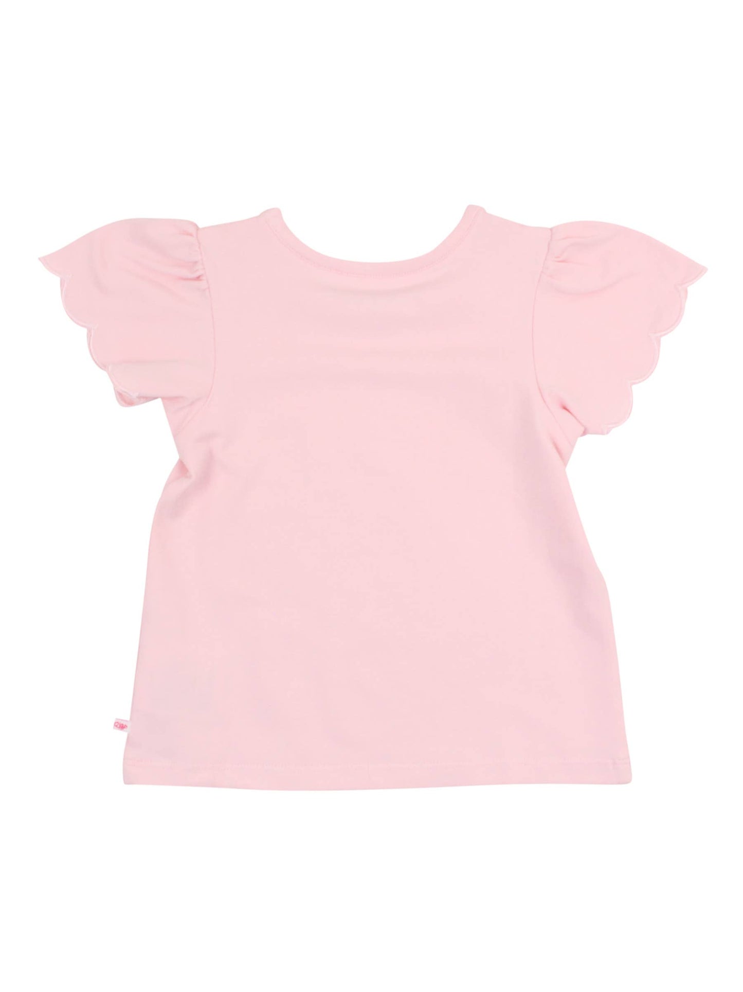 Girls Pink Knit Short Sleeve Scallop Tee