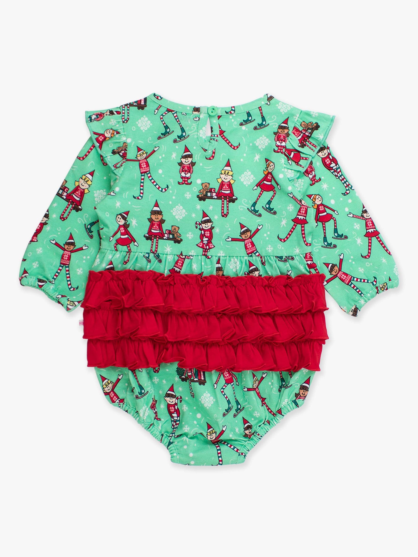 Baby Girls Elf Buddies Knit Long Sleeve Flutter Bubble Romper