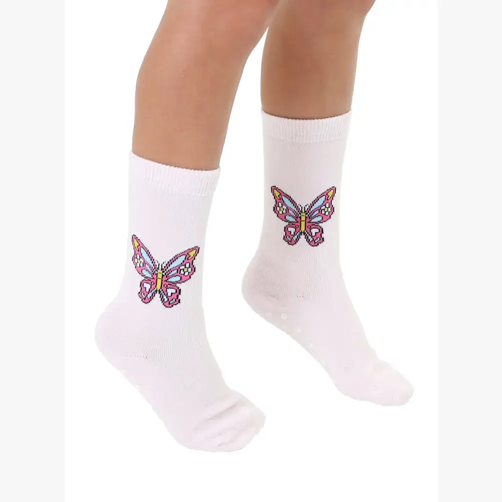 3D Packaged Crew Socks - Kids - Butterfly - Pale Pink