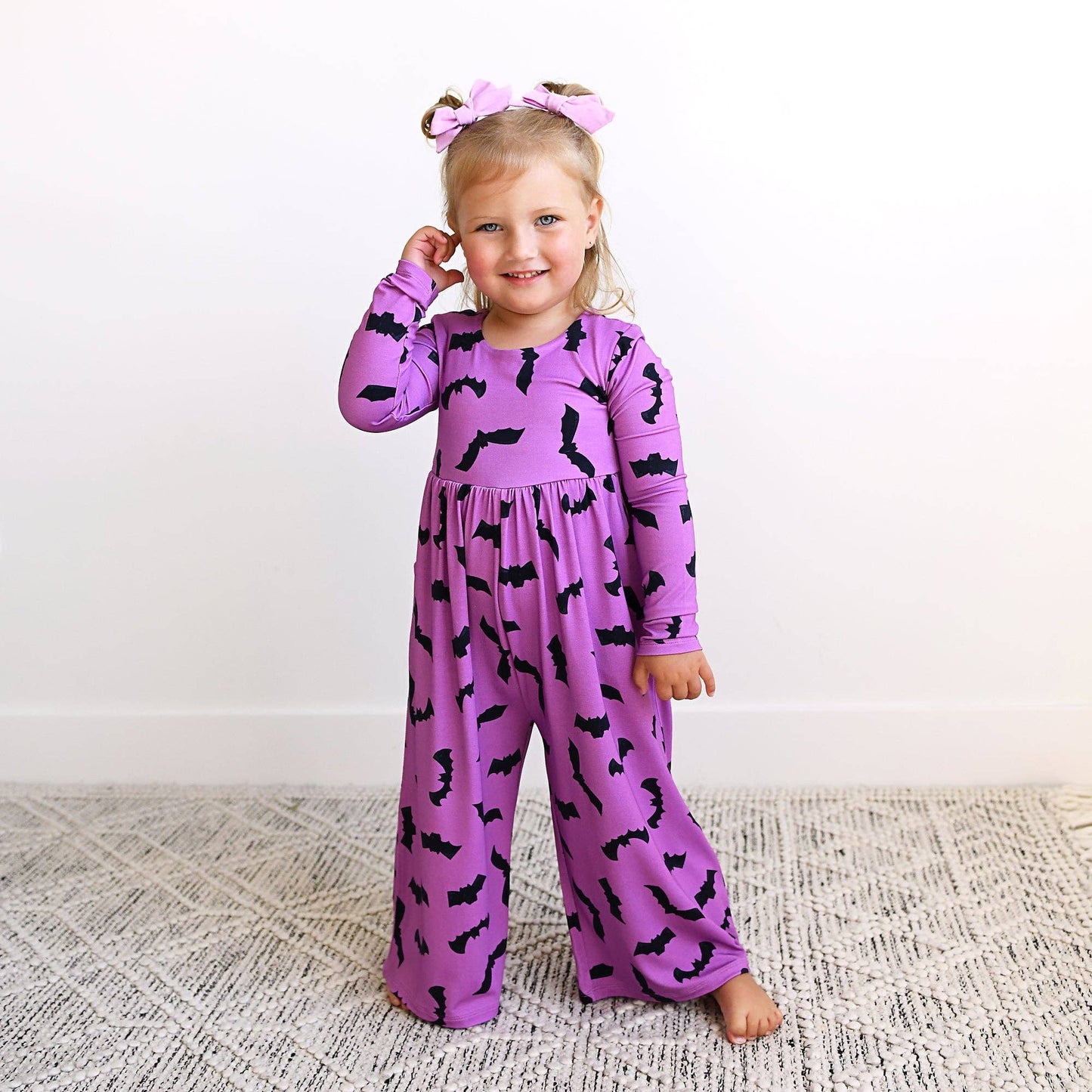 Echo Purple Bats WIDE LEG ROMPER Bamboo Halloween Outfit