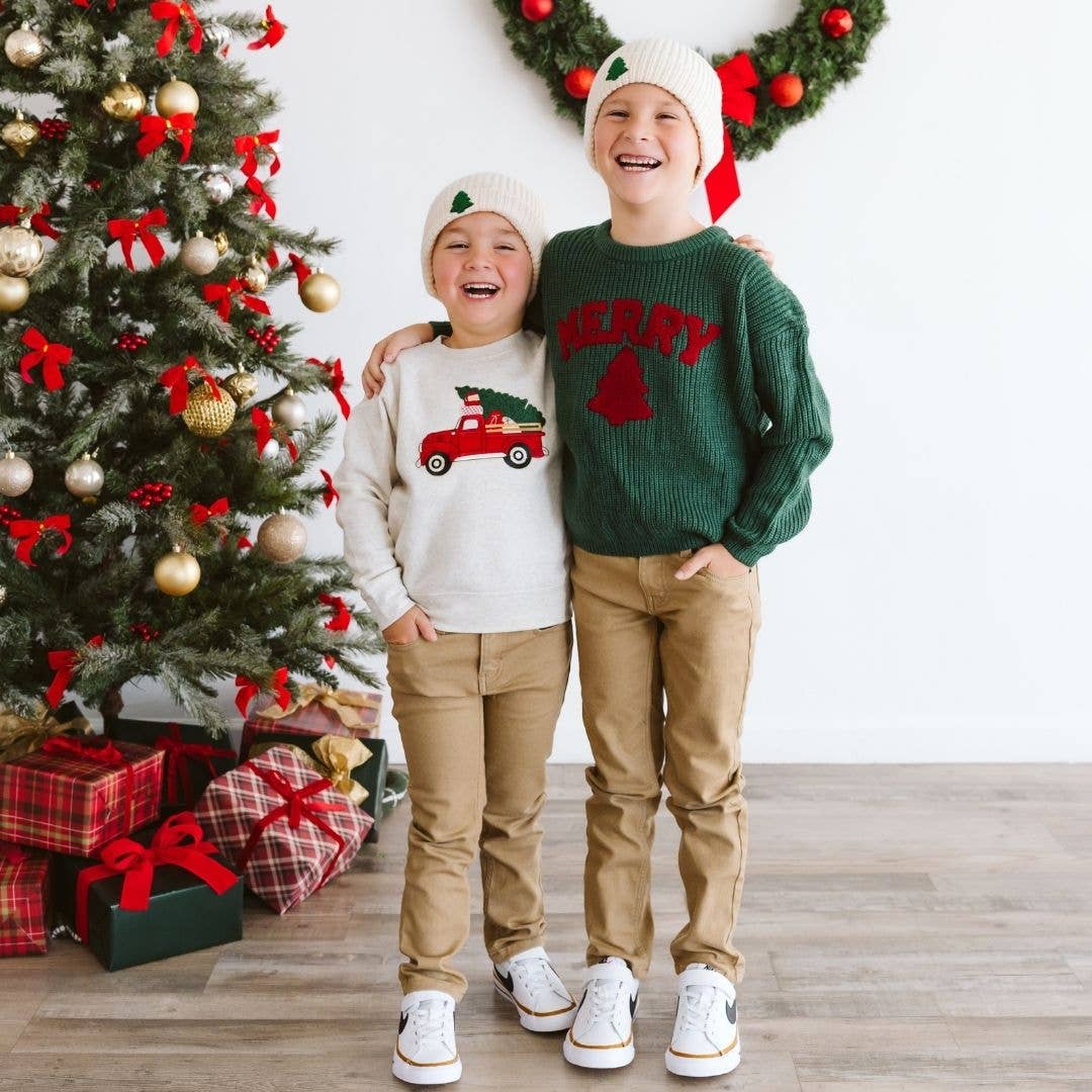 Christmas Truck Patch Sweatshirt - Natural - Boys Clothing
