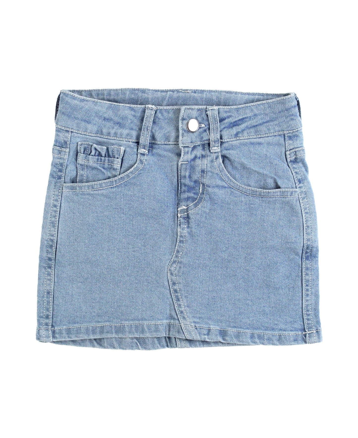 Girls Light Wash Ruffle Jean Skirt