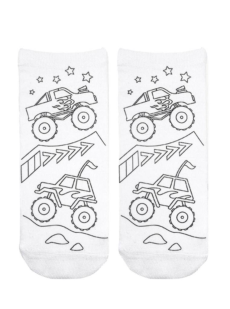 Ankle Socks - DIY Coloring Kit - Monster Truck Mania