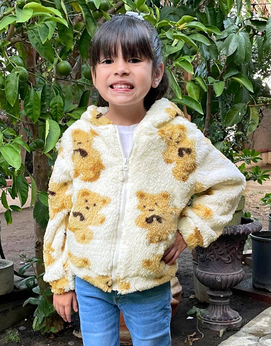 TFJ-K24-9039T Toddler's Coral Fleece Teddy Hoodie Jacket