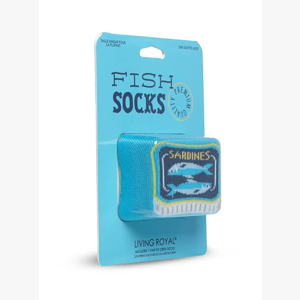 3D Packaged Crew Socks - Canned Fish - "Sardines" - Blue