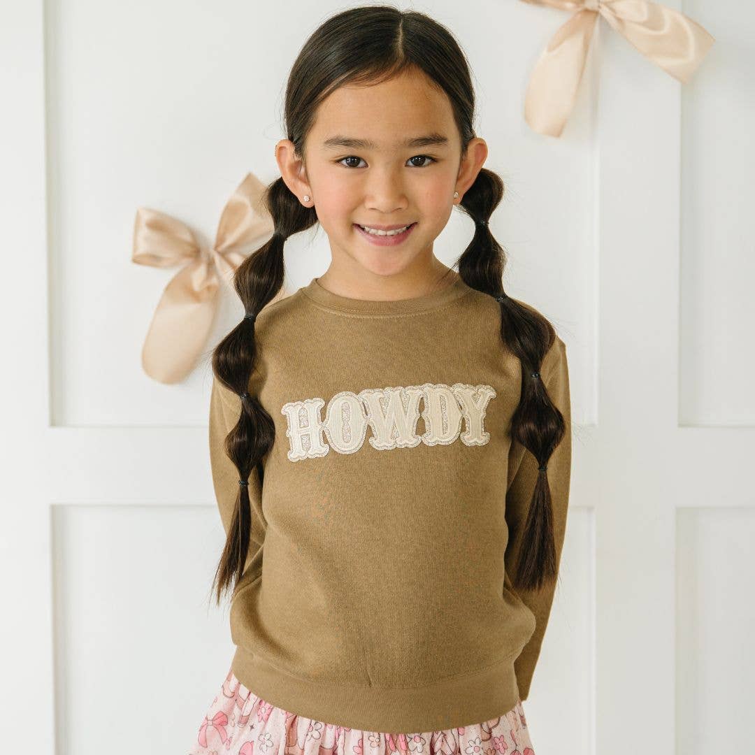 Howdy Patch Sweatshirt - Mocha - Western Apparel - Fall