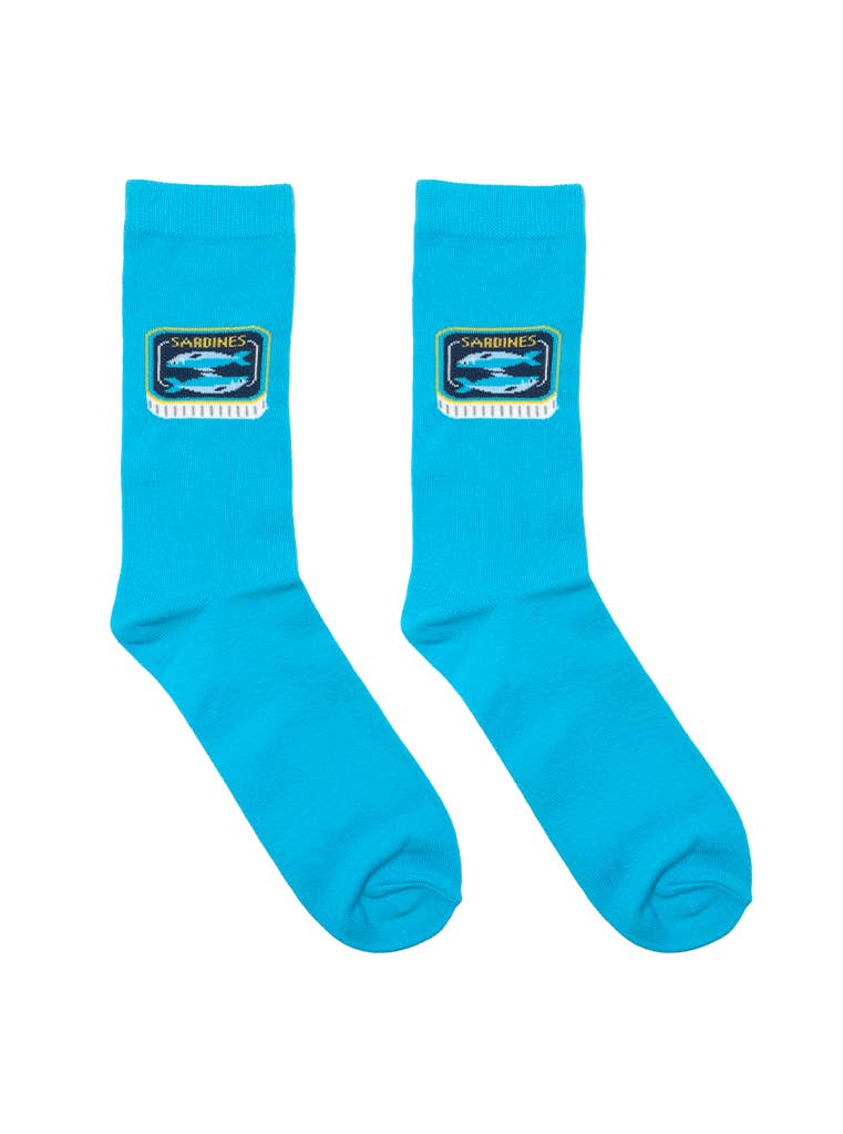 3D Packaged Crew Socks - Canned Fish - "Sardines" - Blue