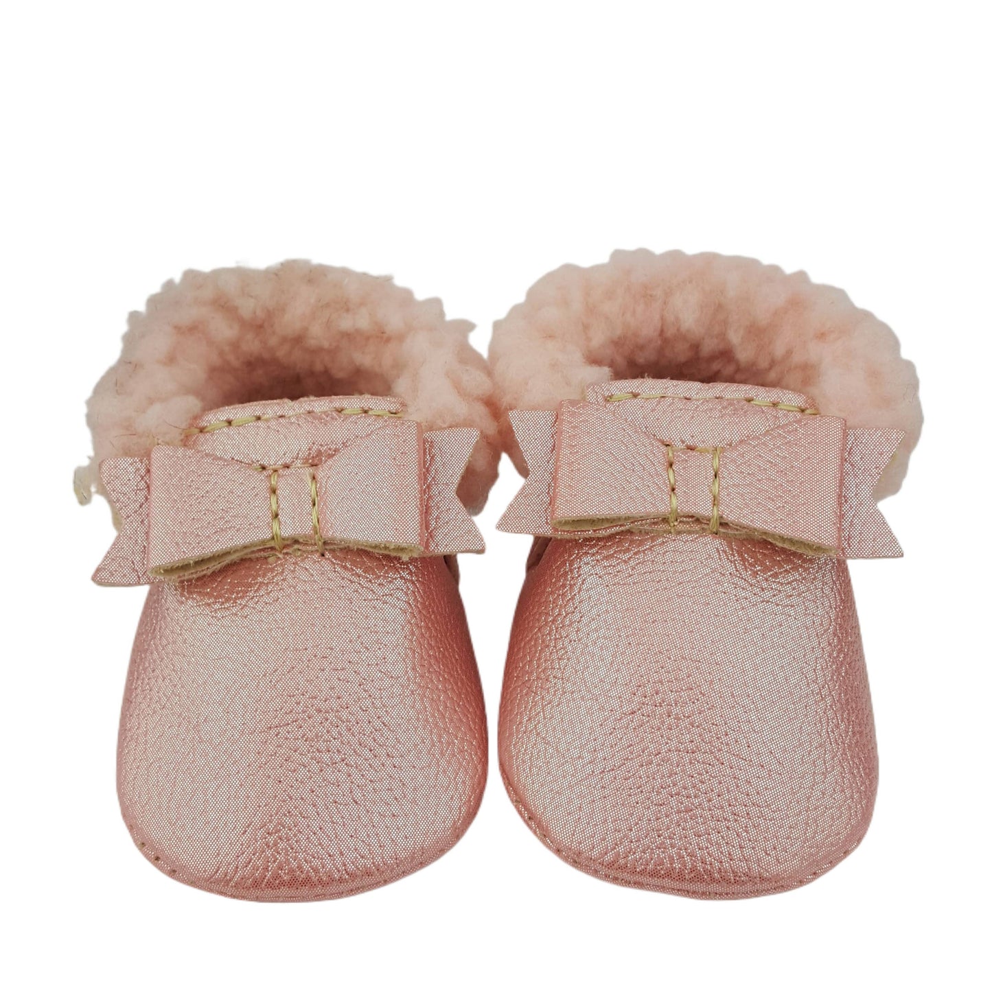 Metallic Bow Tie Baby Moccasins