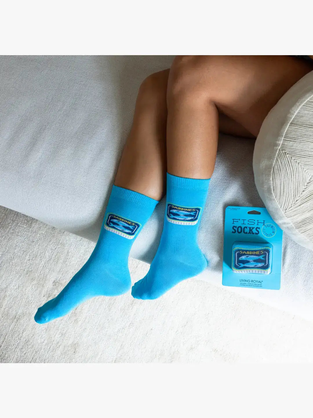 3D Packaged Crew Socks - Canned Fish - "Sardines" - Blue