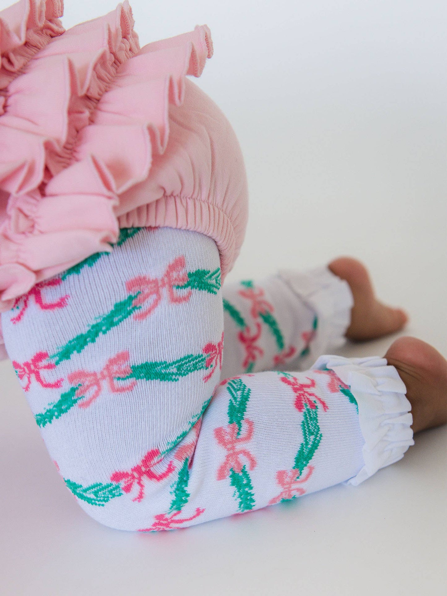 Girls White Tinsel Tidings Patterned Footless Ruffle Tights