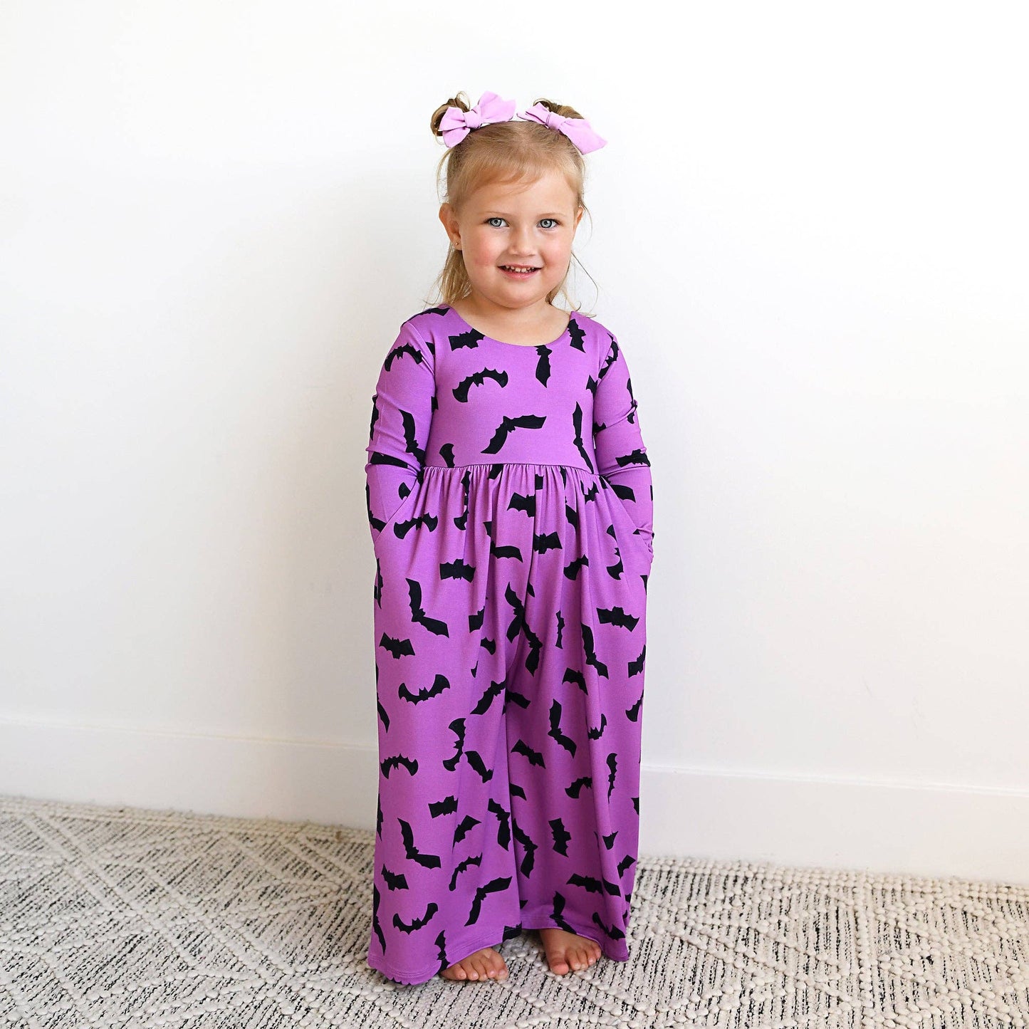 Echo Purple Bats WIDE LEG ROMPER Bamboo Halloween Outfit