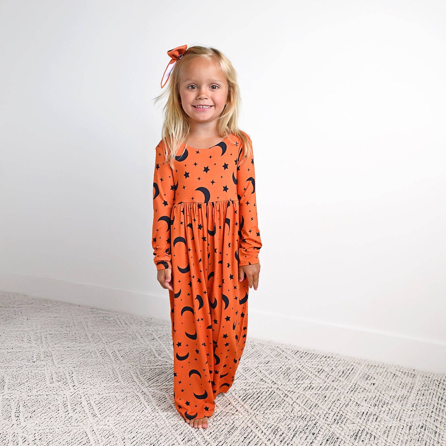 Blaise Orange Moon WIDE LEG ROMPER Halloween Bamboo Kids Outfit