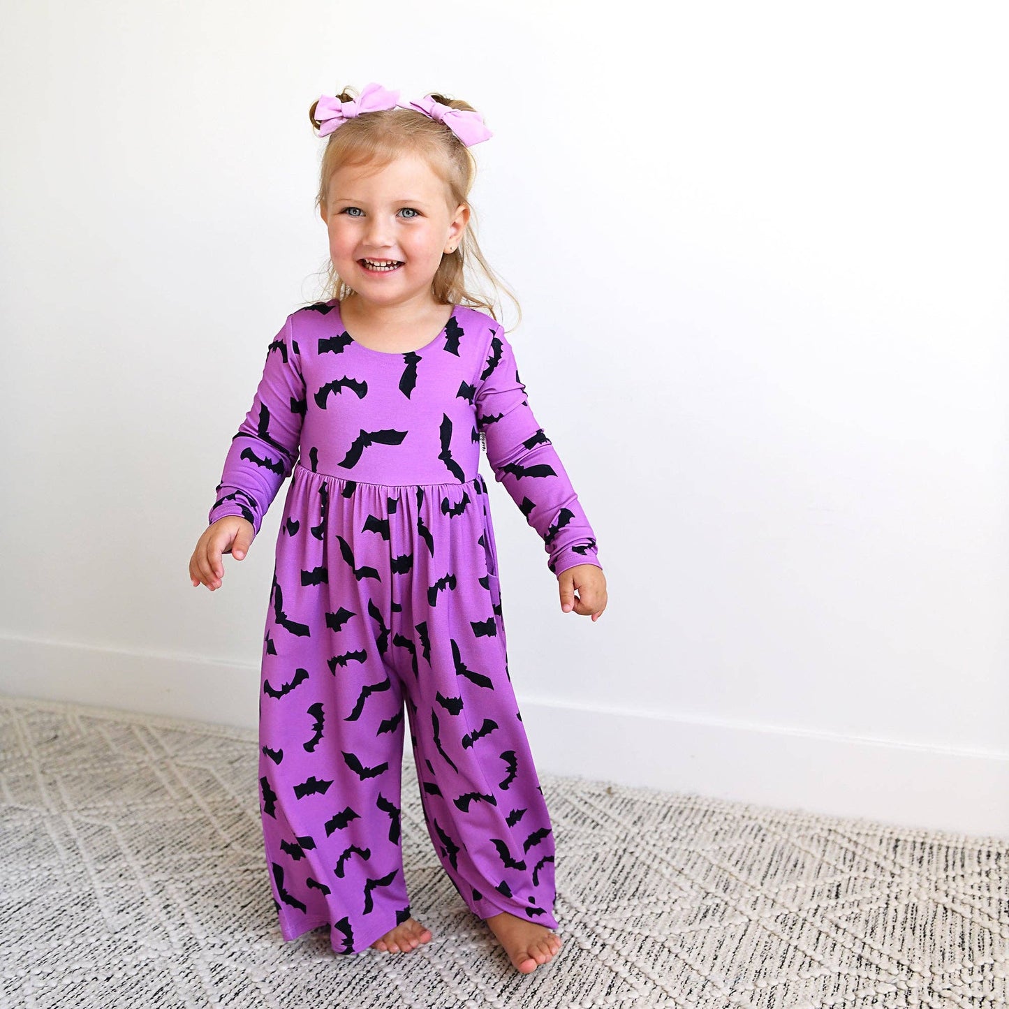 Echo Purple Bats WIDE LEG ROMPER Bamboo Halloween Outfit