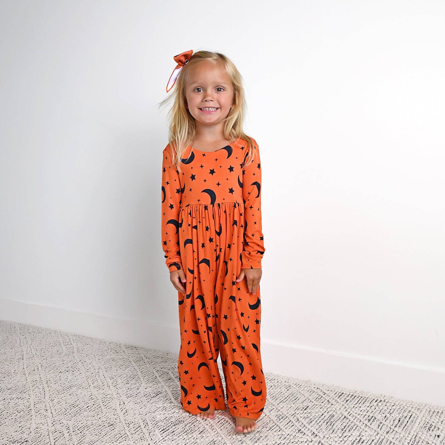 Blaise Orange Moon WIDE LEG ROMPER Halloween Bamboo Kids Outfit