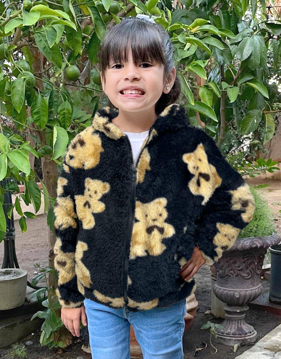 TFJ-K24-9039T Toddler's Coral Fleece Teddy Hoodie Jacket