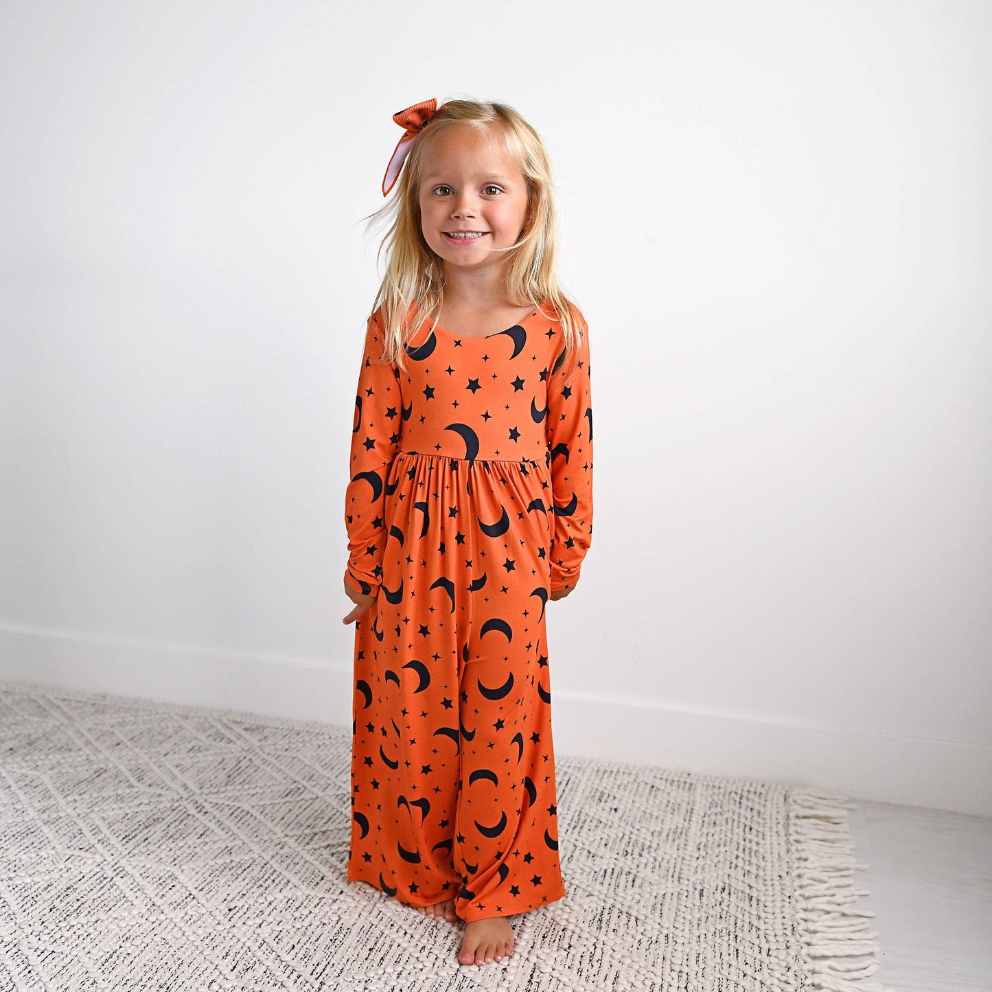 Blaise Orange Moon WIDE LEG ROMPER Halloween Bamboo Kids Outfit