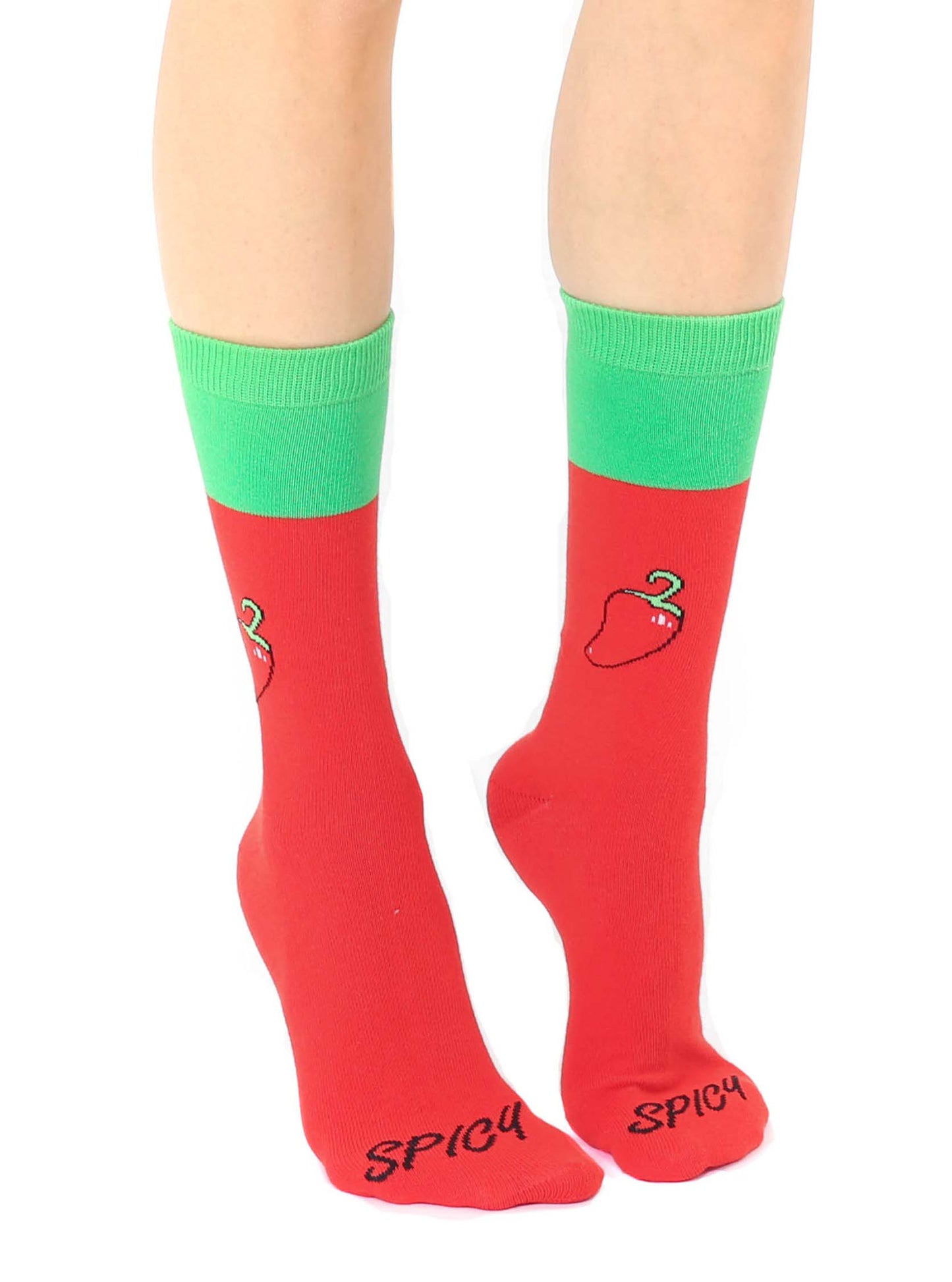 3D Packaged Crew Socks - Hot Sauce - "Spicy" Pepper - Red