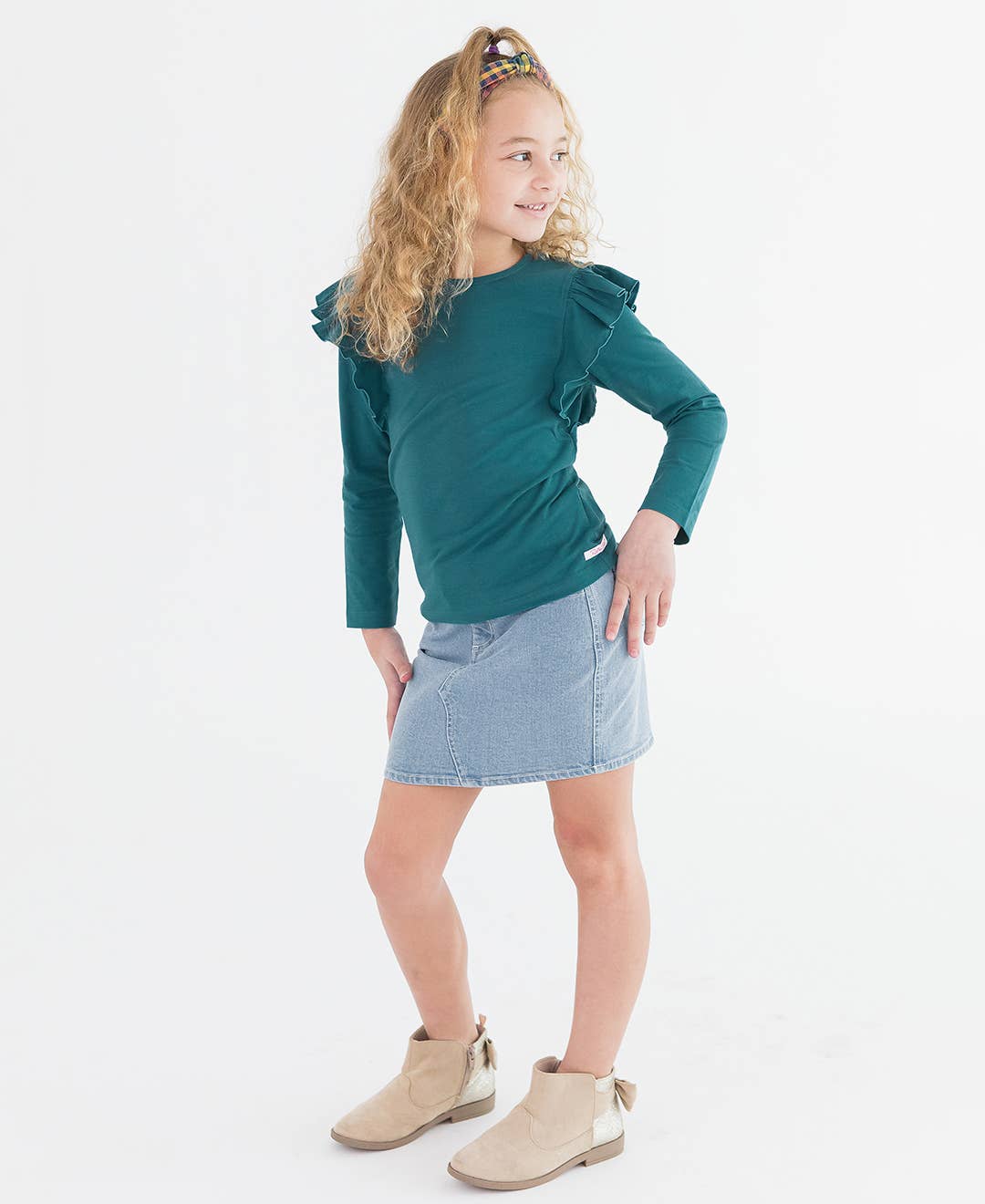 Girls Light Wash Ruffle Jean Skirt