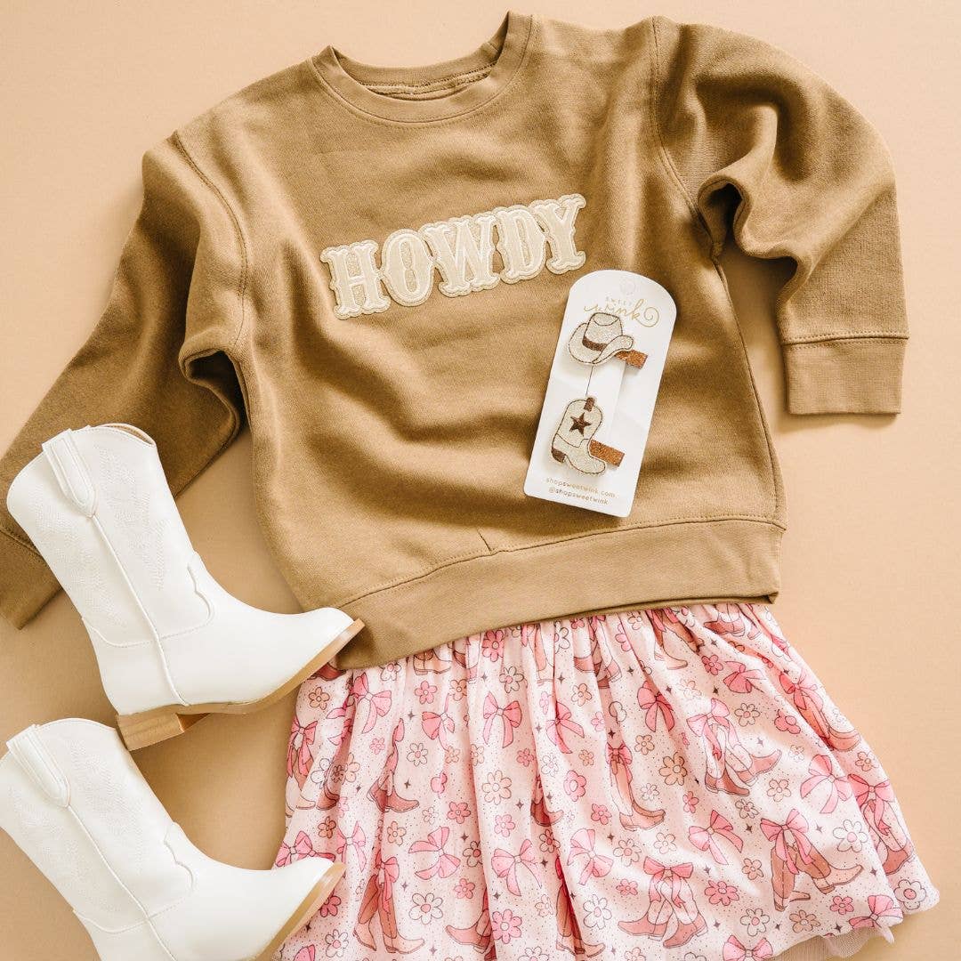 Howdy Patch Sweatshirt - Mocha - Western Apparel - Fall