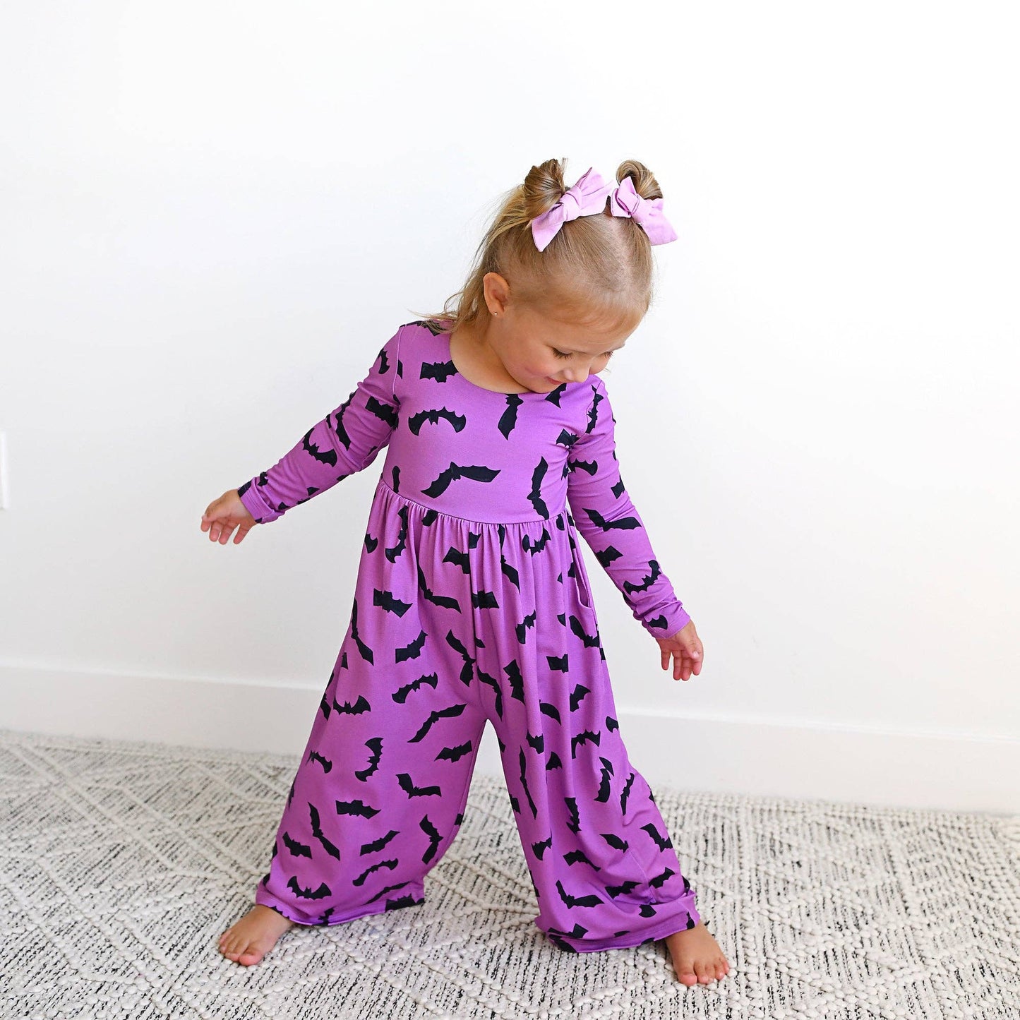 Echo Purple Bats WIDE LEG ROMPER Bamboo Halloween Outfit