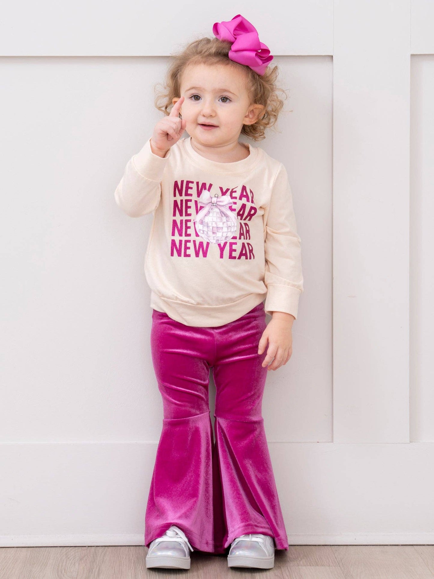 New Year Cheer Velvet Bell Bottom Outfit