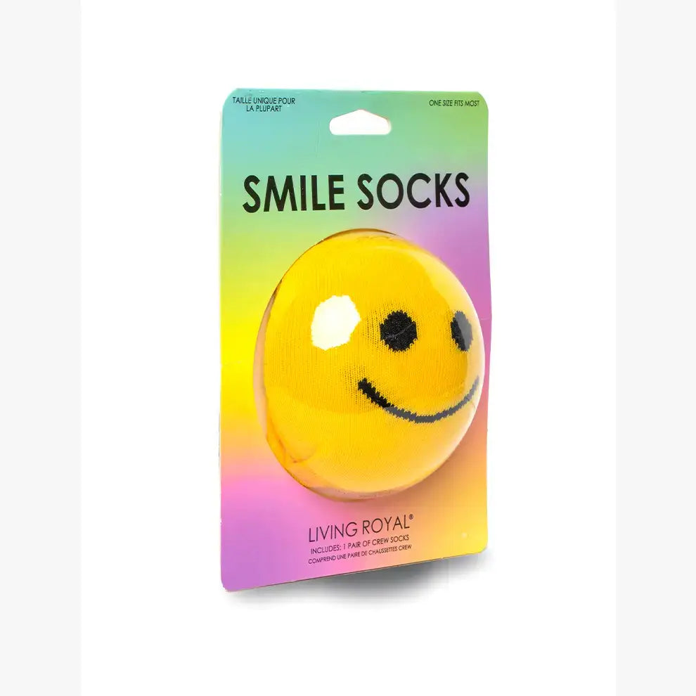 3D Packaged Crew Socks - Happy Face - "Be Happy" - Yellow