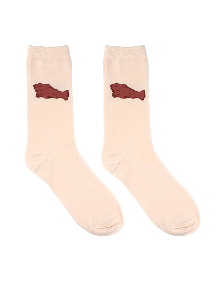 3D Packaged Crew Socks - Fried Chicken Leg - Off-White