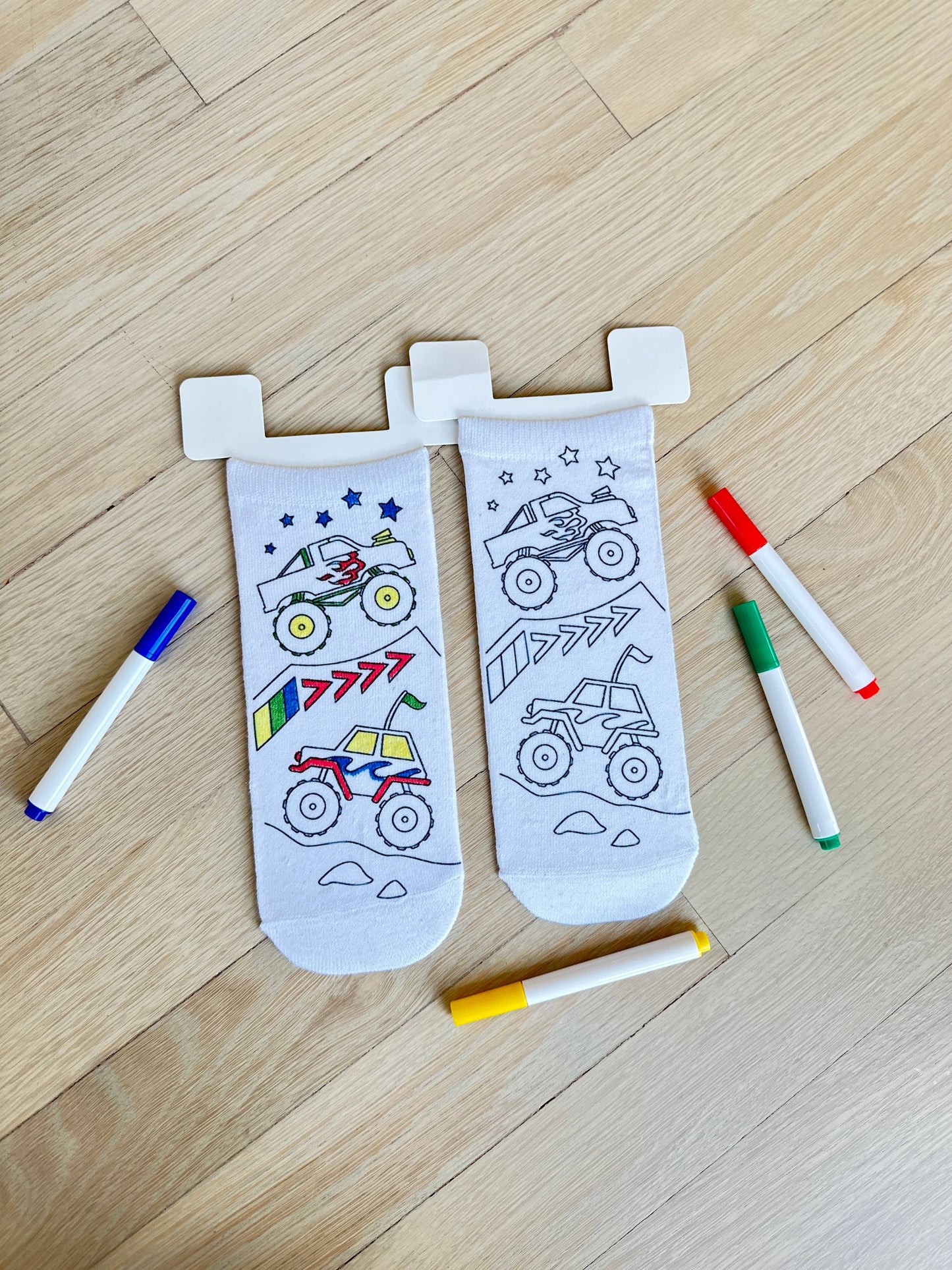 Ankle Socks - DIY Coloring Kit - Monster Truck Mania