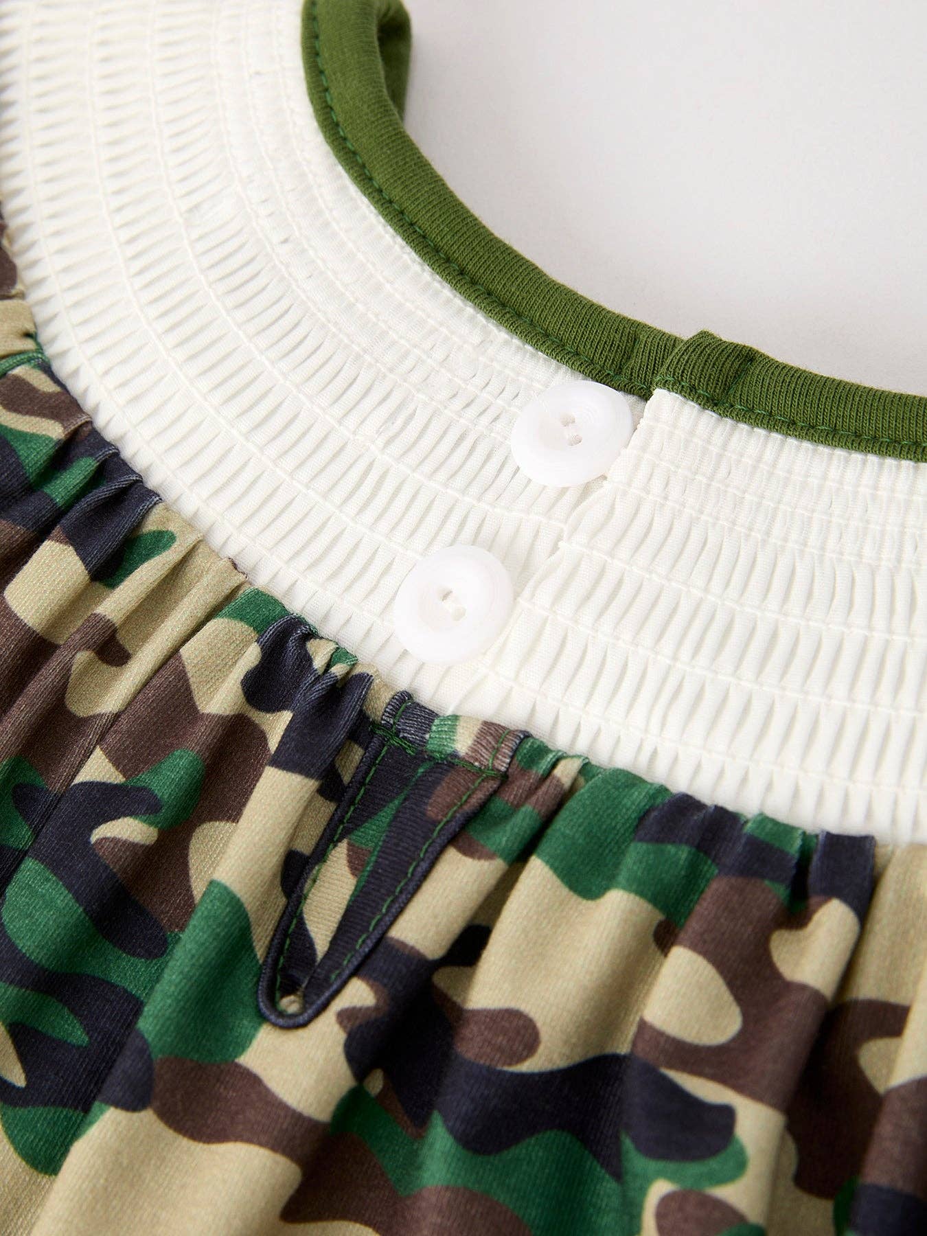 Camouflage Duck Smocking Embroidery Girls Dress