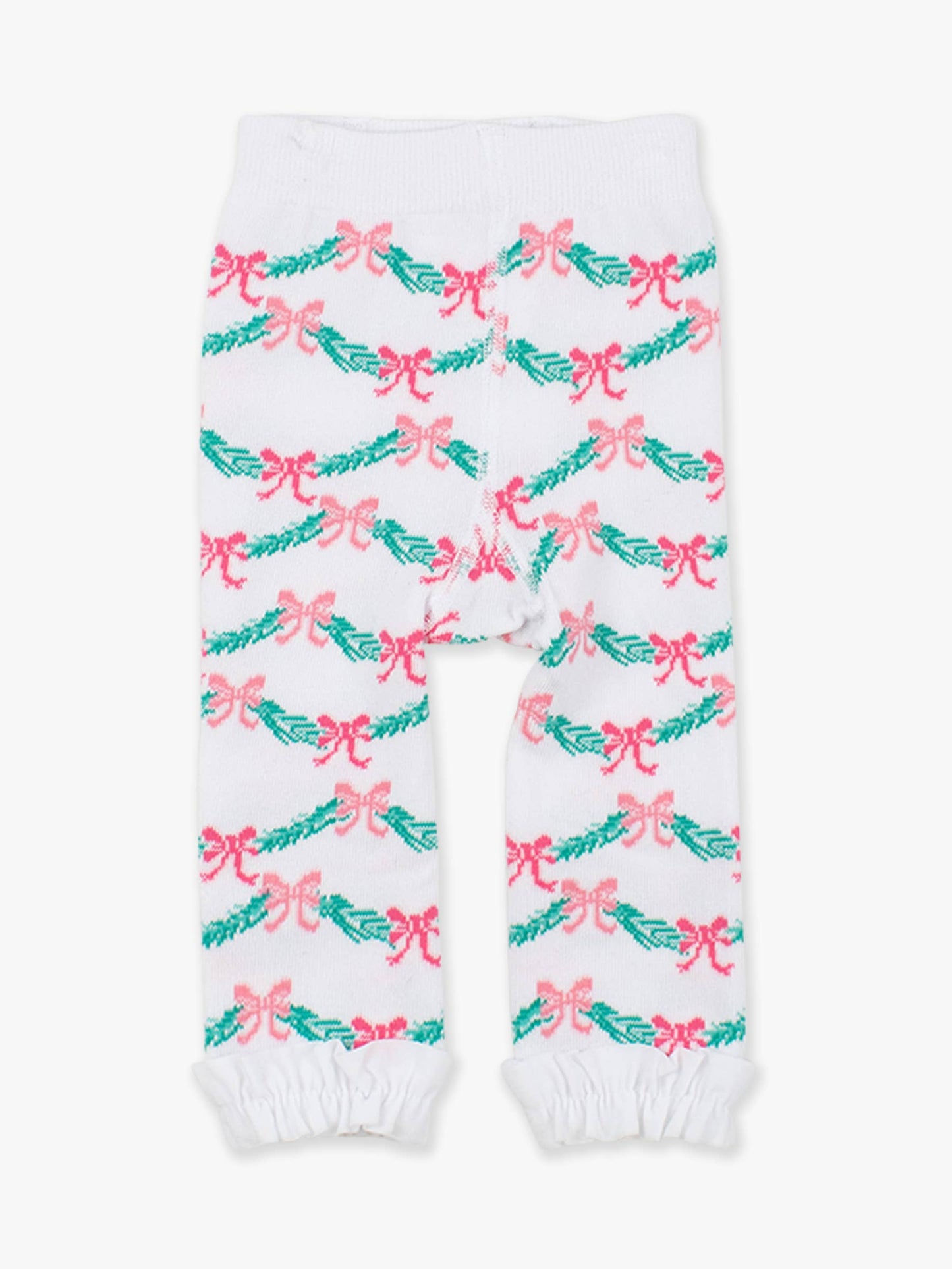 Girls White Tinsel Tidings Patterned Footless Ruffle Tights