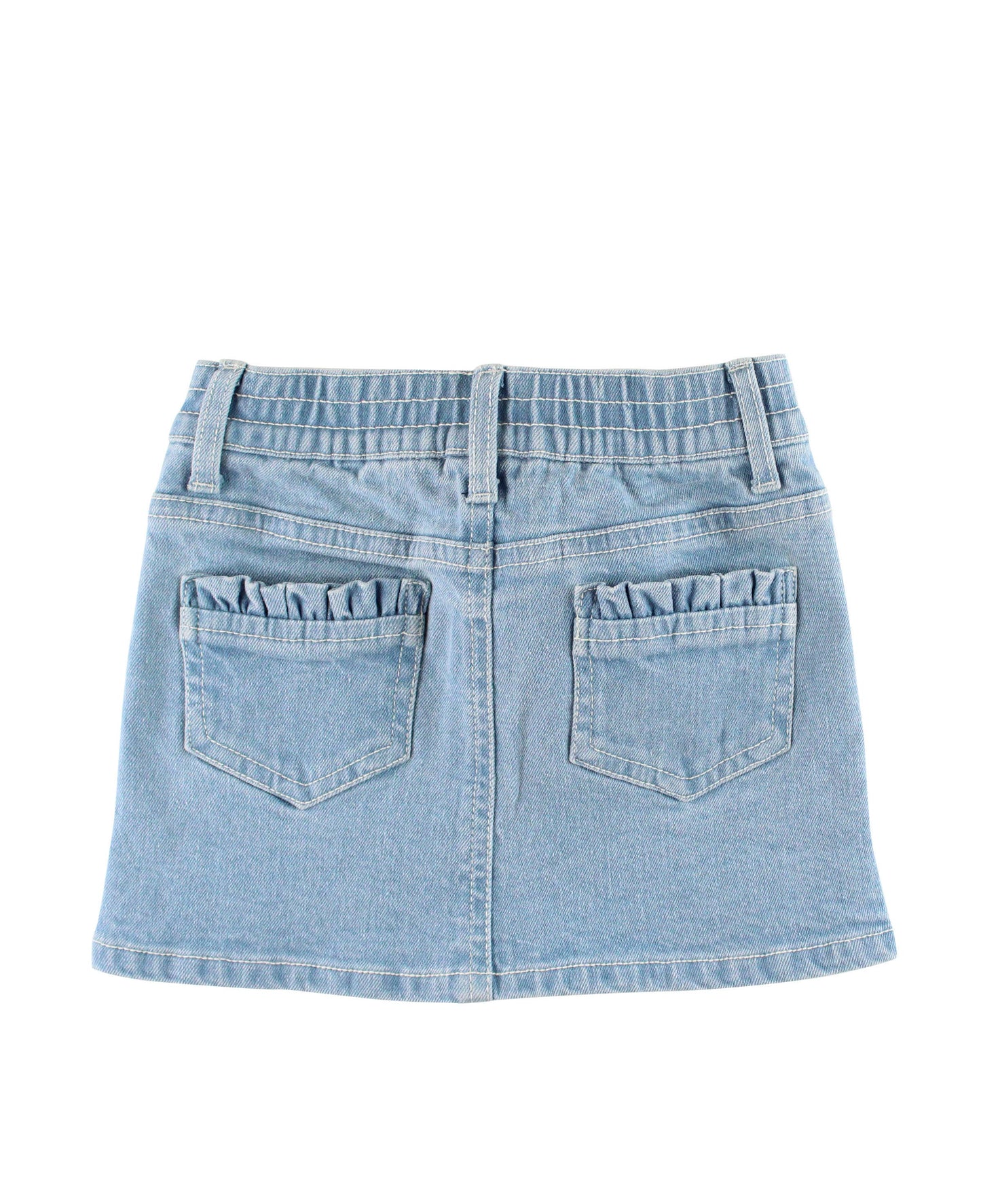 Girls Light Wash Ruffle Jean Skirt