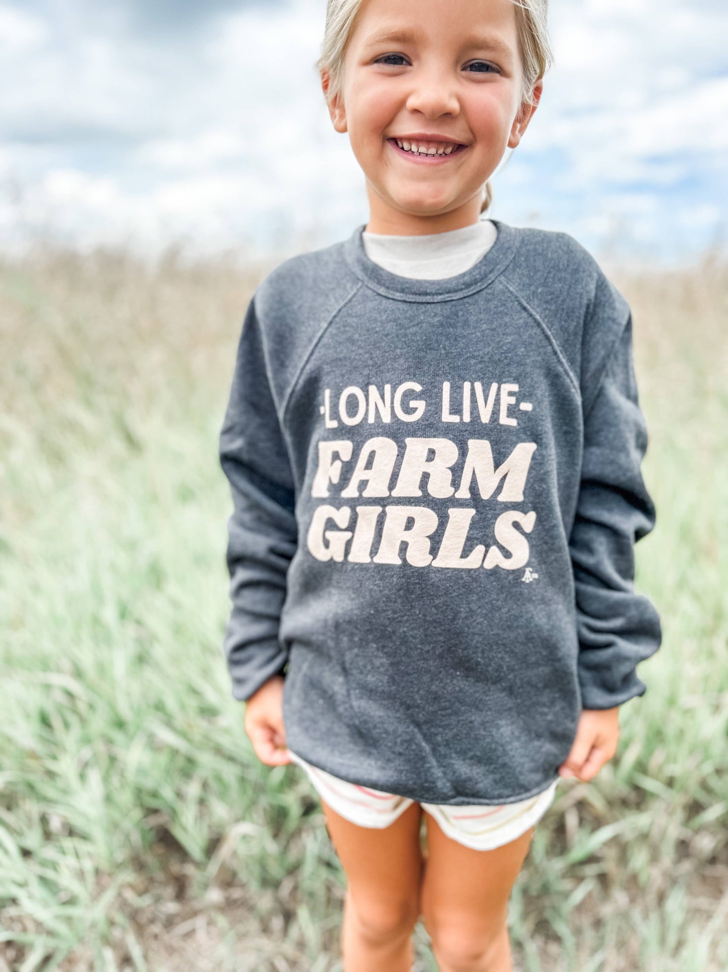 Graphic 'Long Live Farm Girls' Youth & Toddler Crewneck