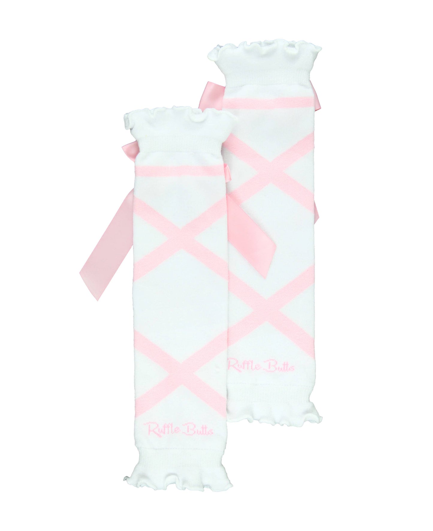 Girls White Ballet Bow Leg Warmers