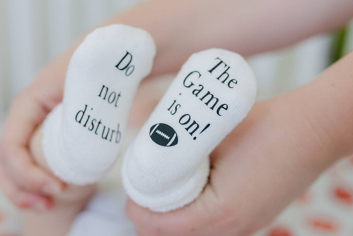 Do Not Disturb The Game is on Football Baby Socks | Sports