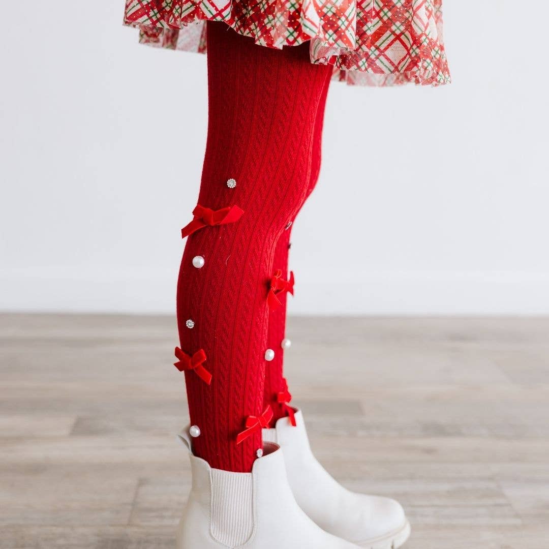 Ruby Red Bedazzled Tights - Holiday Accessories