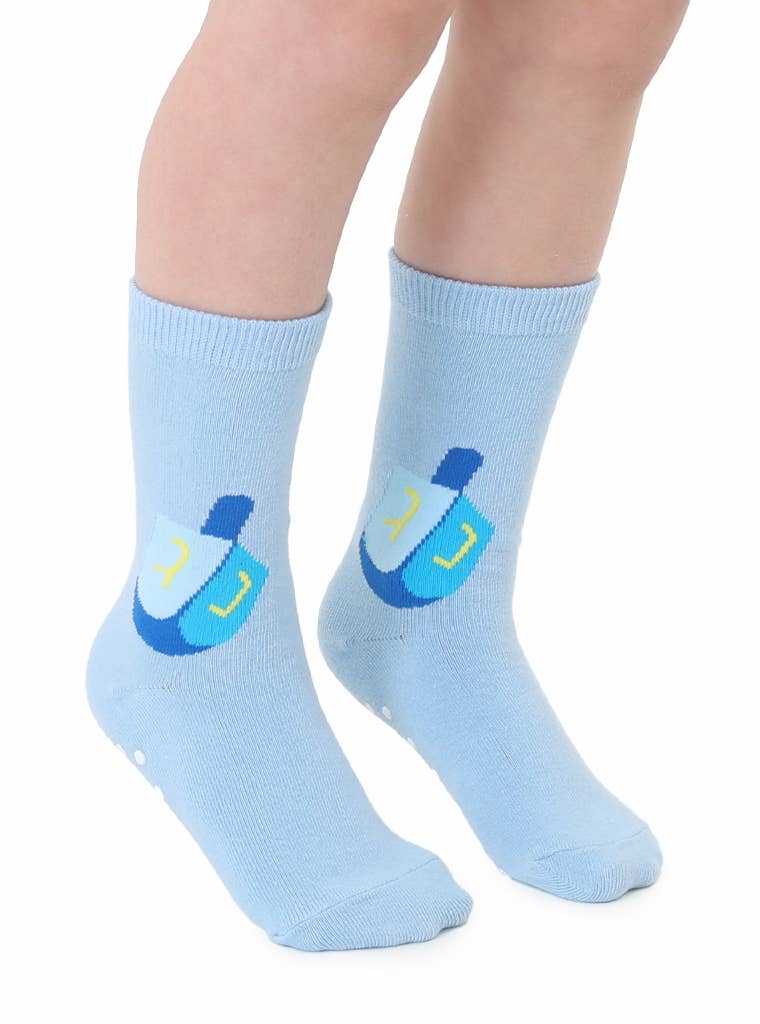 3D Packaged Crew Socks - Kids - Hanukkah - Dreidel - Blue