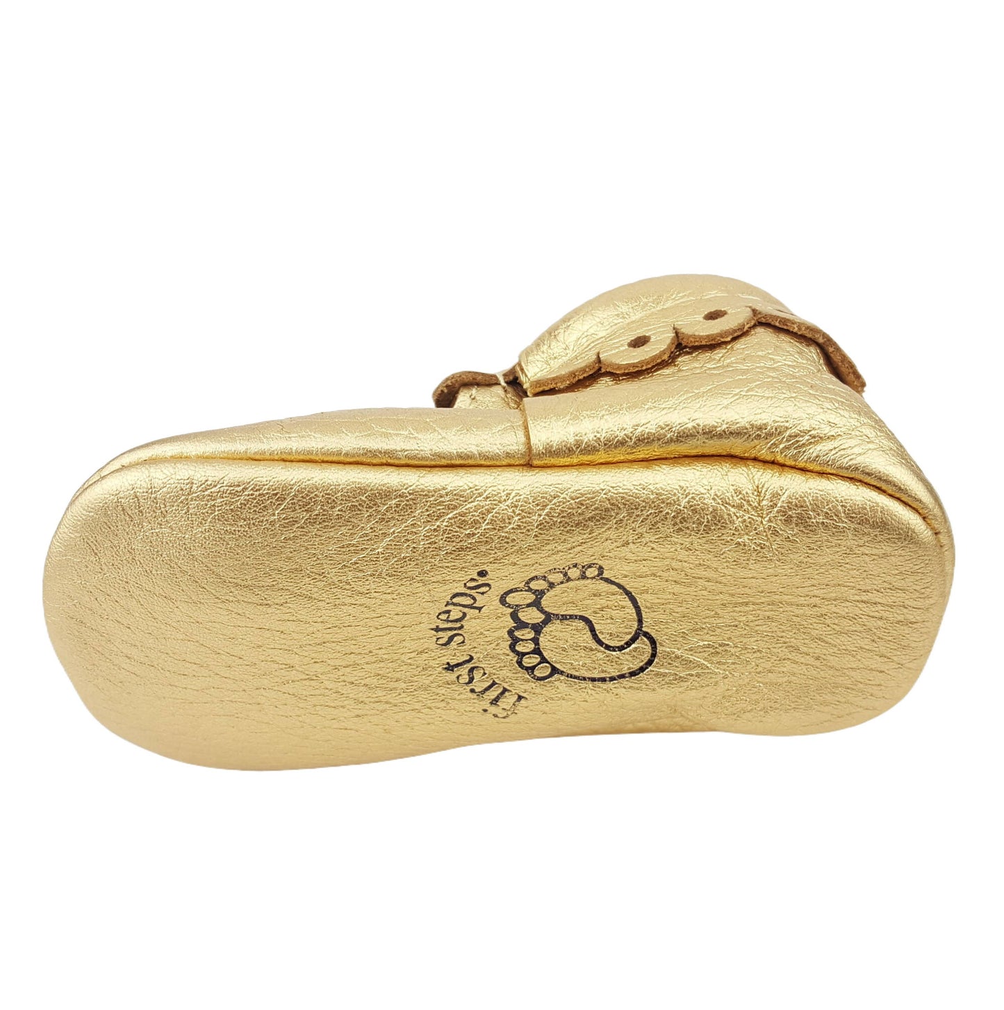 Mary Jane Gold Soft Genuine Leather Baby Moccasins