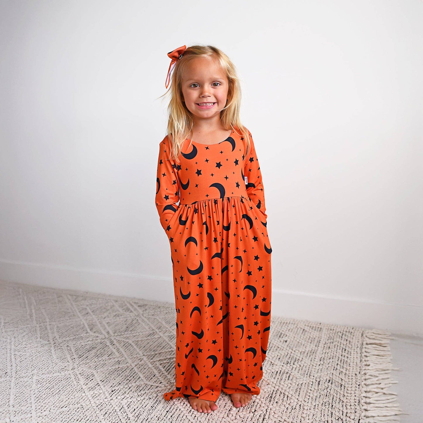 Blaise Orange Moon WIDE LEG ROMPER Halloween Bamboo Kids Outfit