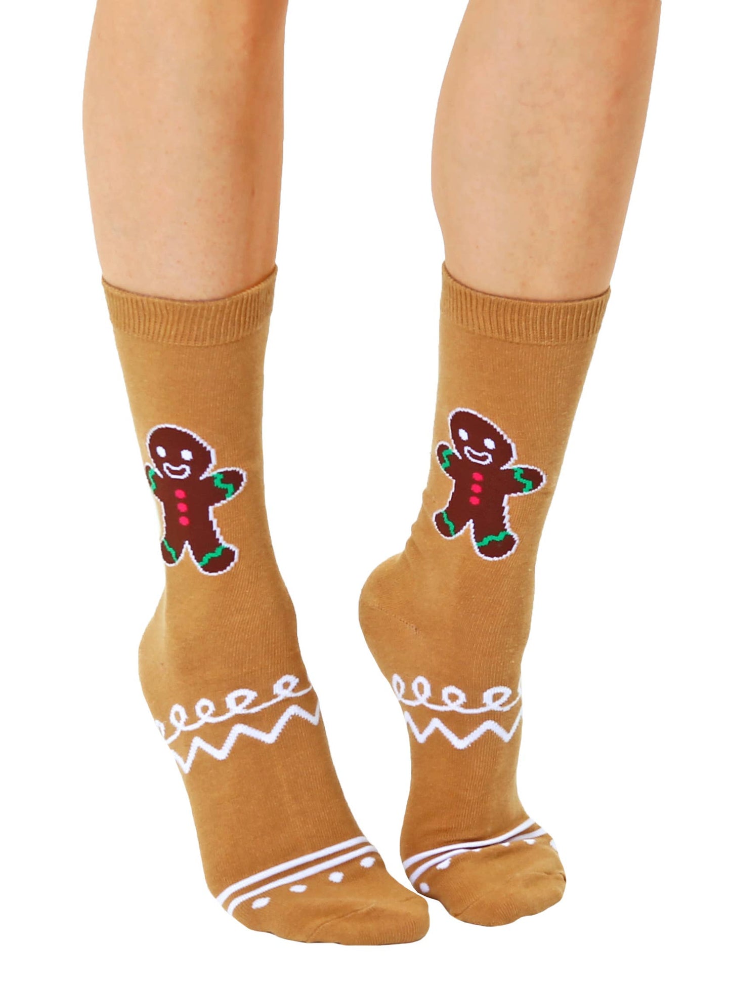 3D Packaged Crew Socks - Holiday - Gingerbread Man - Brown