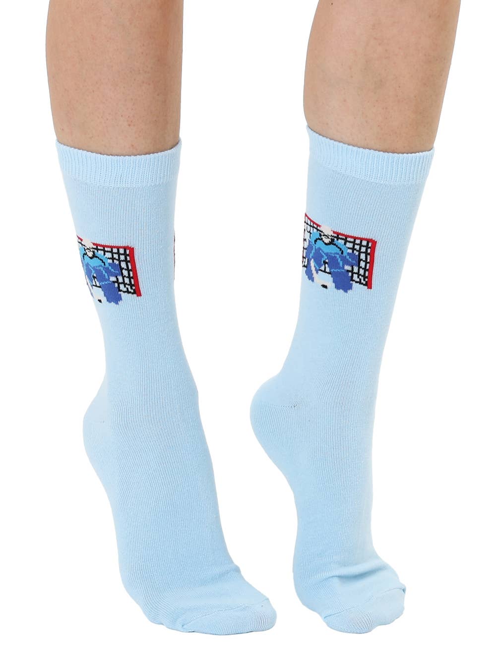 3D Packaged Crew Socks - Goalie & Hockey Net - Ice Blue