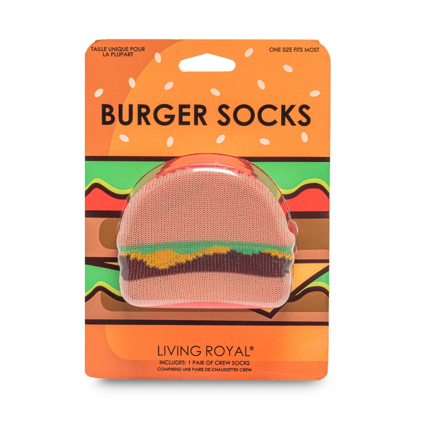 3D Packaged Crew Socks - Burger w/ Fries - Red