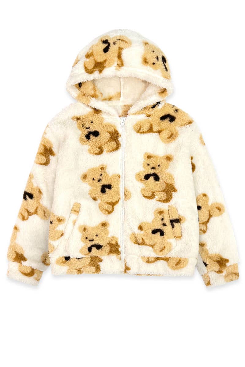 TFJ-K24-9039T Toddler's Coral Fleece Teddy Hoodie Jacket