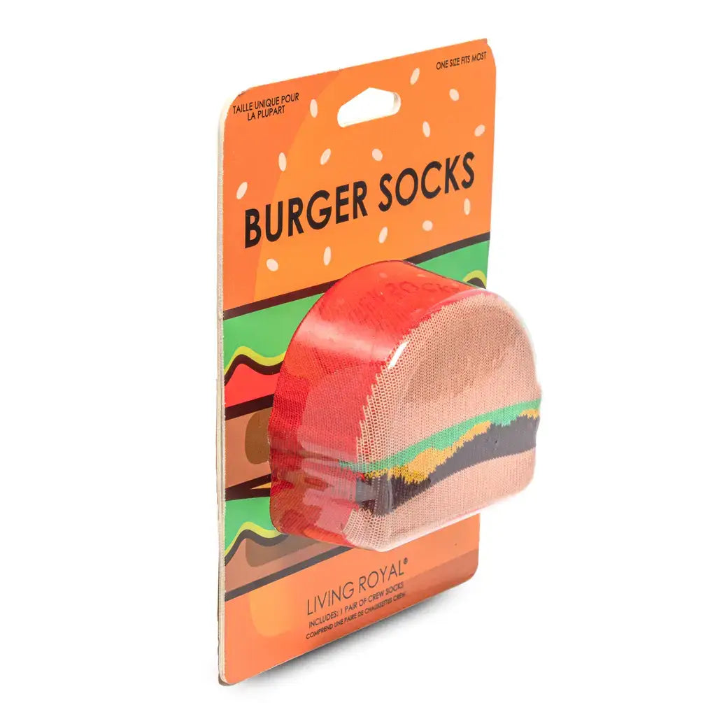 3D Packaged Crew Socks - Burger w/ Fries - Red