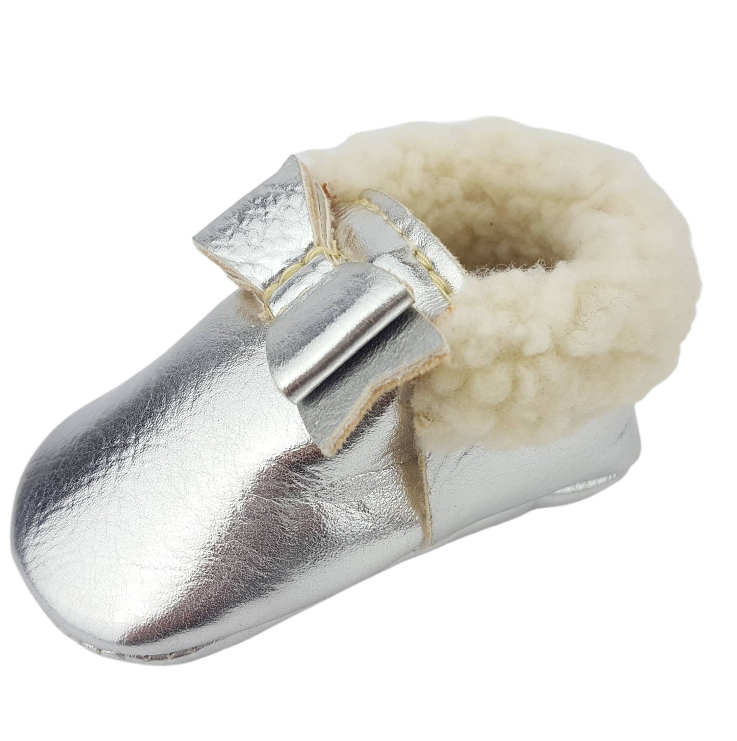Metallic Bow Tie Baby Moccasins